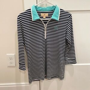 Sport Haley Polo with Navy and White Stripes